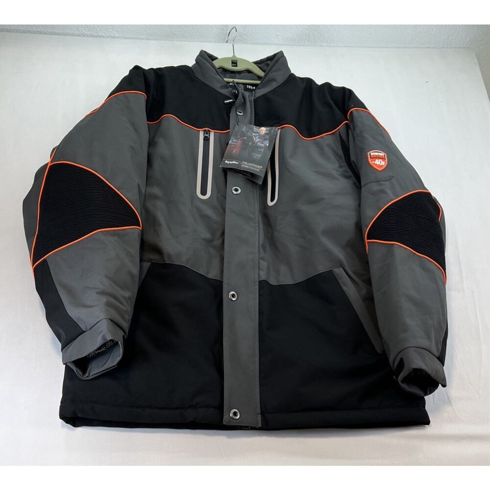 RefrigiWear PolarForce 8140T Jacket Mens Large Gray Black -40°F Insulated Coat
